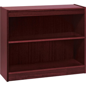 Lorell Panel End Hardwood Veneer Bookcase, 36" x 12" x 30" - Wood, Veneer - 2 x Shelf(ves) - Mahogany