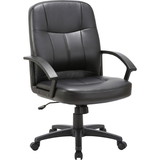 Lorell Chadwick Managerial Leather Mid-Back Chair, Leather Black Seat - Black Frame - 26