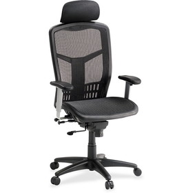 Lorell High-Back Mesh Chair, Mesh Black Seat - Mesh Back - Plastic, Steel Frame - 28.5" x 28.5" x 51" Overall Dimension