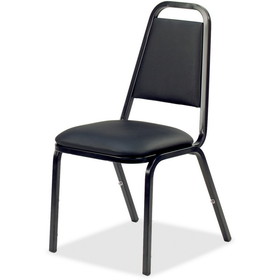 Lorell 8926 Upholstered Stacking Chair, Steel - Charcoal Black - Vinyl Black Seat - Steel Black Frame - 18" x 22" x 34.5" Overall Dimension