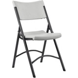 Lorell Heavy-duty Tubular Folding Chair, Polyethylene - Polyethylene Platinum Seat - Polyethylene Back - Steel Frame - 18.5