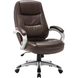 Lorell Westlake Series High Back Executive Chair, Leather Saddle Seat - Polyurethane Black Frame - 26.5