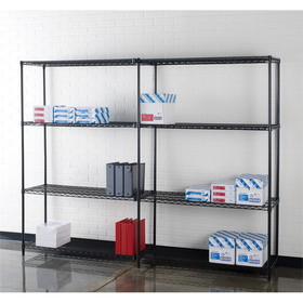 Lorell 4-Shelf Add-On Wire Shelving, 36" x 18" x 72" - Steel - 4 x Shelf(ves) - Black