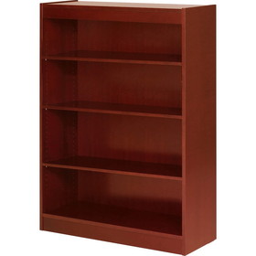 Lorell Four Shelf Panel Bookcase, 36" Width x 12" Depth x 48" Height - Veneer, Wood - Cherry, Laminate