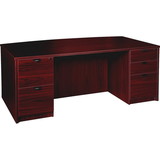 Lorell Prominence 2.0 Mahogany Laminate Double-Pedestal Desk - 5-Drawer, LLRPD4272DPMY