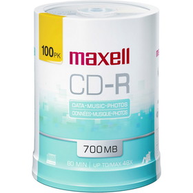 Maxell CD Recordable Media - CD-R - 48x - 700 MB - 100 Pack Spindle, MAX648720