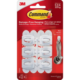 Command Mini White Hooks with White Strips
