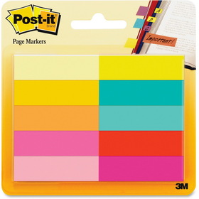 Post-it Page Markers - 1/2"W - Bright Colors, MMM670-10AB