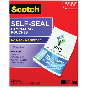 Scotch Self-Seal Laminating Pouches, MMMLS854-25G