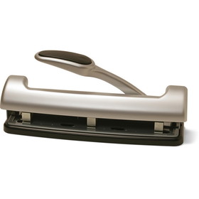 OIC EZ Level 2-3 Hole Punch, 3 Punch Head(s) - 15 Sheet Capacity - 9/32" - Silver