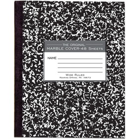 Roaring Spring Wide Ruled Flexible Cover Composition Book, 8.5" x 7" 48 Sheets, Black Marble