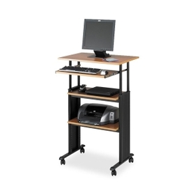Safco Adjustable Stand-Up Workstation, Rectangle - 49" Height - Steel, Polyvinyl Chloride (PVC) - Medium Oak