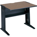 Safco Reversible Top Computer Desk, Rectangle - 28" x 35.50" x 30" - Steel - Mahogany, Medium Oak Top, Base