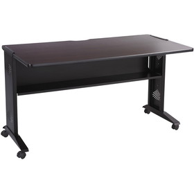 Safco Reversible Top Computer Desk, Rectangle - 28" x 53.50" x 30" - Steel - Mahogany, Medium Oak Top, Base