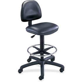 Safco Precision Extended Height Drafting Chair, Black - Vinyl Vinyl Black Seat - Black Frame - 26" x 24" x 33" Overall Dimension