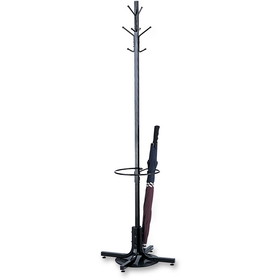 Safco Freestanding Costumer with Umbrella Stand, 4 Hook - 40 lb (18.14 kg) CapacitySteel Hook - Black