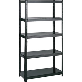 Safco Boltless Steel Shelving, 36" x 18" x 72" - Steel - 5 x Shelf(ves) - Black