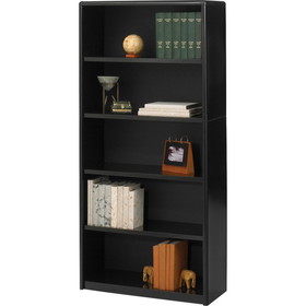 Safco ValueMate Bookcase, 31.8" x 13.5" x 67" - Steel, Fiberboard, Plastic - 5 x Shelf(ves) - Black
