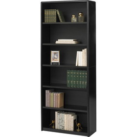 Safco Value Mate Bookcase, 31.8" x 13.5" x 80" - Steel, Fiberboard, Plastic - 6 x Shelf(ves) - Black