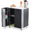 Safco Mobile Refreshment Stand, 3, 1 ShelfMelamine, Laminate - 29.5" x 22.8" x 33.1" - Black, Price/EA