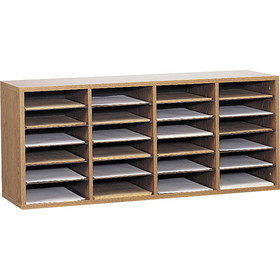 Safco 24 Compartment Adjustable Shelves Literature Organizer, 16.4" Height x 39.4" Width x 11.8" Depth - 24 Compartment(s) - Wood - Medium Oak