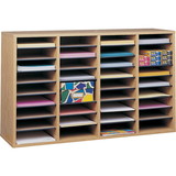 Safco 36 Compartment Adjustable Shelves Literature Organizer, 24" Height x 39.4" Width x 11.8" Depth - 36 Compartment(s) - Wood - Medium Oak