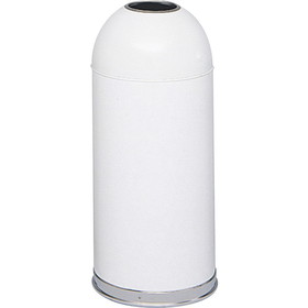 Safco Open Top Dome Waste Receptacle, 15 gal Capacity - 6" Opening Diameter - 34" Height x 15" Depth - Stainless Steel - White