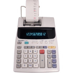 Sharp EL1801V Serial Printer Calculator, 12 Character(s) - Fluorescent - Power Adapter Powered - 10.1" x 7.6" x 2.5" - Gray