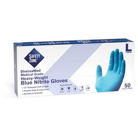 Safety Zone 12" Powder Free Blue Nitrile Gloves