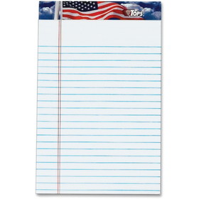 TOPS American Pride Writing Tablet, US Flag headtape, white, 50 SH/PD, 12 PD/PK