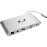 Tripp Lite USB-C Docking Station w/ USB-A , HDMI, VGA, mDP, Gbe, Memory Cards 3.5mm, USB C PD Charging 4K @ 30Hz