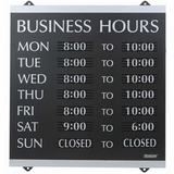U.S. Stamp & Sign Century Business Hours Sign, "Business Hour" Preprinted - 13" Width x 14" Height - Plastic - Black