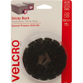 VELCRO Brand Sticky Back Circles, 5/8in Circles, Black, 75ct