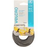 VELCRO Brand ONE-WRAP Thin Ties, 8in x 1/2in, Gray & Black, 50ct
