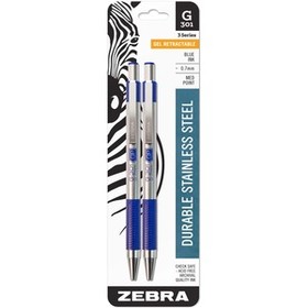 Zebra Pen G-301 Stainless Steel Retractable Gel Pen