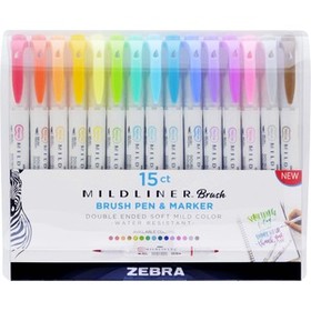 Zebra Pen MILDLINER Dual Ended Brush Pen & Marker Set