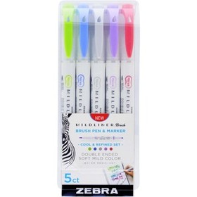 Zebra Pen Mildliner Brush Double-ended Creative Marker Cool and Refined Pack