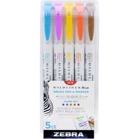 Zebra Pen Mildliner Brush Double-ended Creative Marker Warm Color Pack