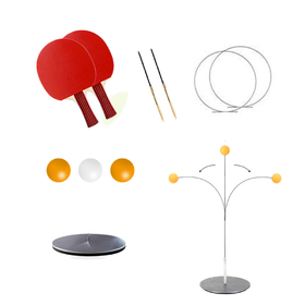 Muka Table Tennis Trainer Stable Stainless Steel Base Elastic Shaft (3 Ball+2 Bats)