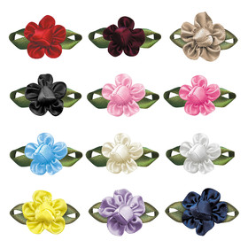 Muka 200 Pcs Sew-on Knot Rose Satin Ribbon Flowers Wedding Applique Sewing DIY Crafts,