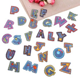 Muka 78 Pcs 1.4" Denim Letters Patch Iron-on Sew-on Alphabet Applique for Shoes / Hat / Bag / Clothing