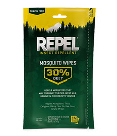 Repel&#174; Insect Repellent Mosquito Wipes 30% DEET , 15 ct