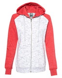 J.America 8679 Women's Mélange Fleece Colorblocked Full-Zip Sweatshirt