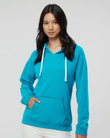 Custom J.America 8836 Women's Sueded V-Neck Hooded Sweatshirt