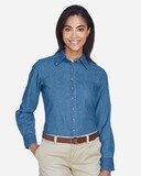 Harriton M550W Women's Long Sleeve Denim Shirt