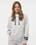 J.America 8674 Women's M&#233;lange Fleece Striped-Sleeve Hooded Sweatshirt
