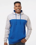 J.America 8676 Mélange Fleece Colorblocked Hooded Sweatshirt