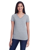 Custom Threadfast Apparel 252RV Women's Invisible Stripe V-Neck T-Shirt