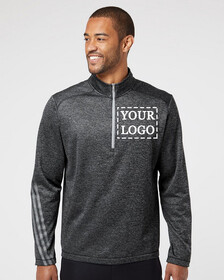 Custom Adidas A284 Brushed Terry Heathered Quarter-Zip Pullover