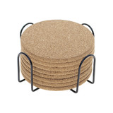 Aspire Set of 8 Natural Cork Coasters with Metal Holder Storage, Absorbent Coasters 4